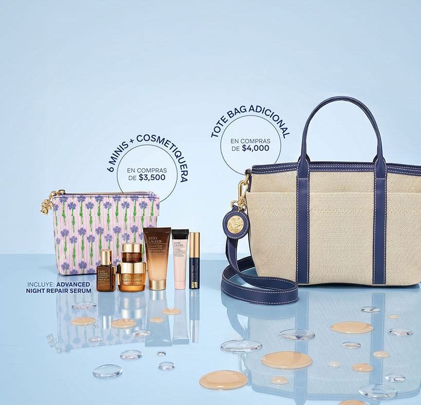 Rutina de 6 minis + cosmetiquera en compras de $3,500. Tote bag adicional en compras de $4,000.*